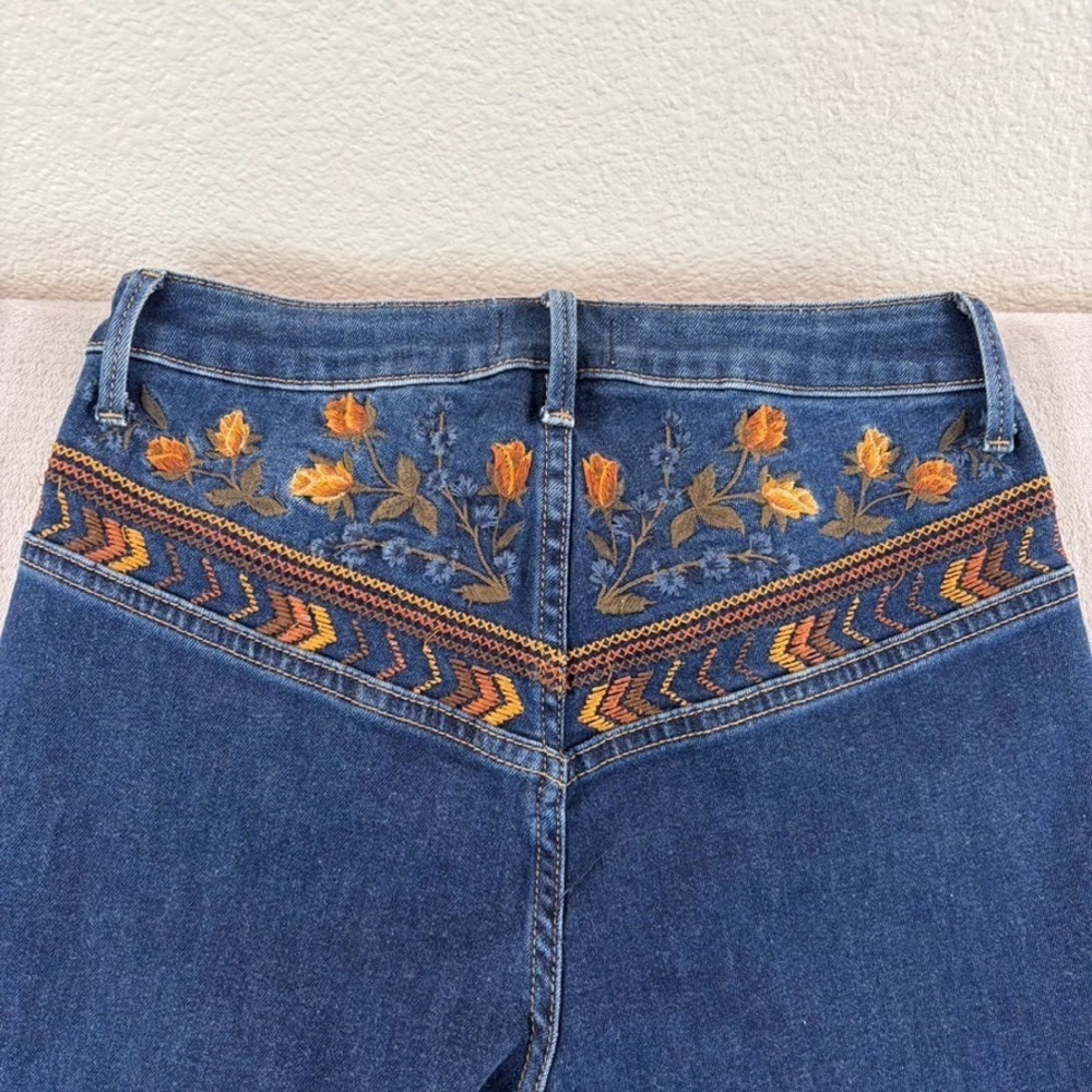 Driftwood Violet Embroidered Floral Flare Jeans in Blue Wash Women 26 High Rise - Picture 4 of 11